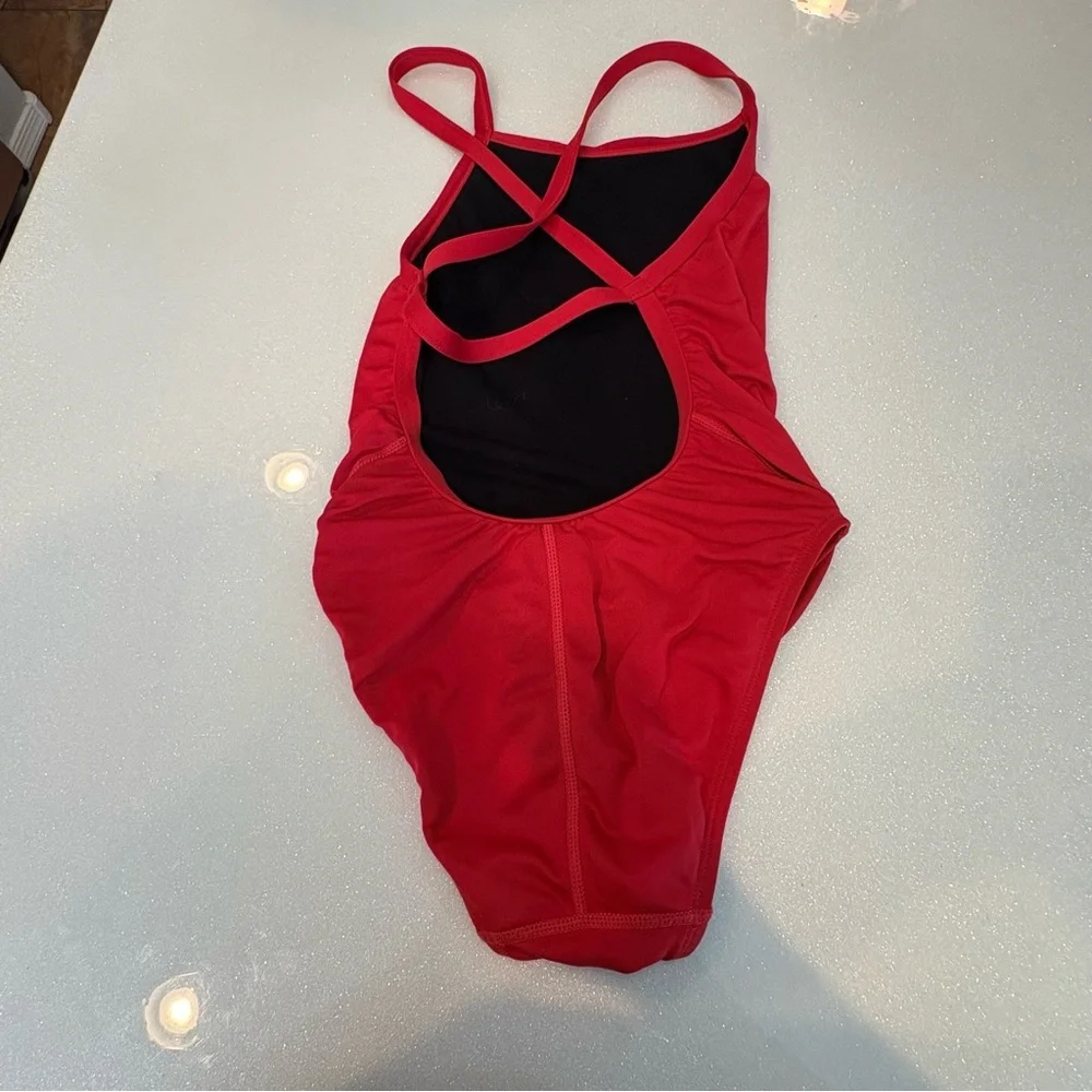 Watermen Youth Medium Red One-Piece Swimsuit Lifeguard - Picture 2 of 4